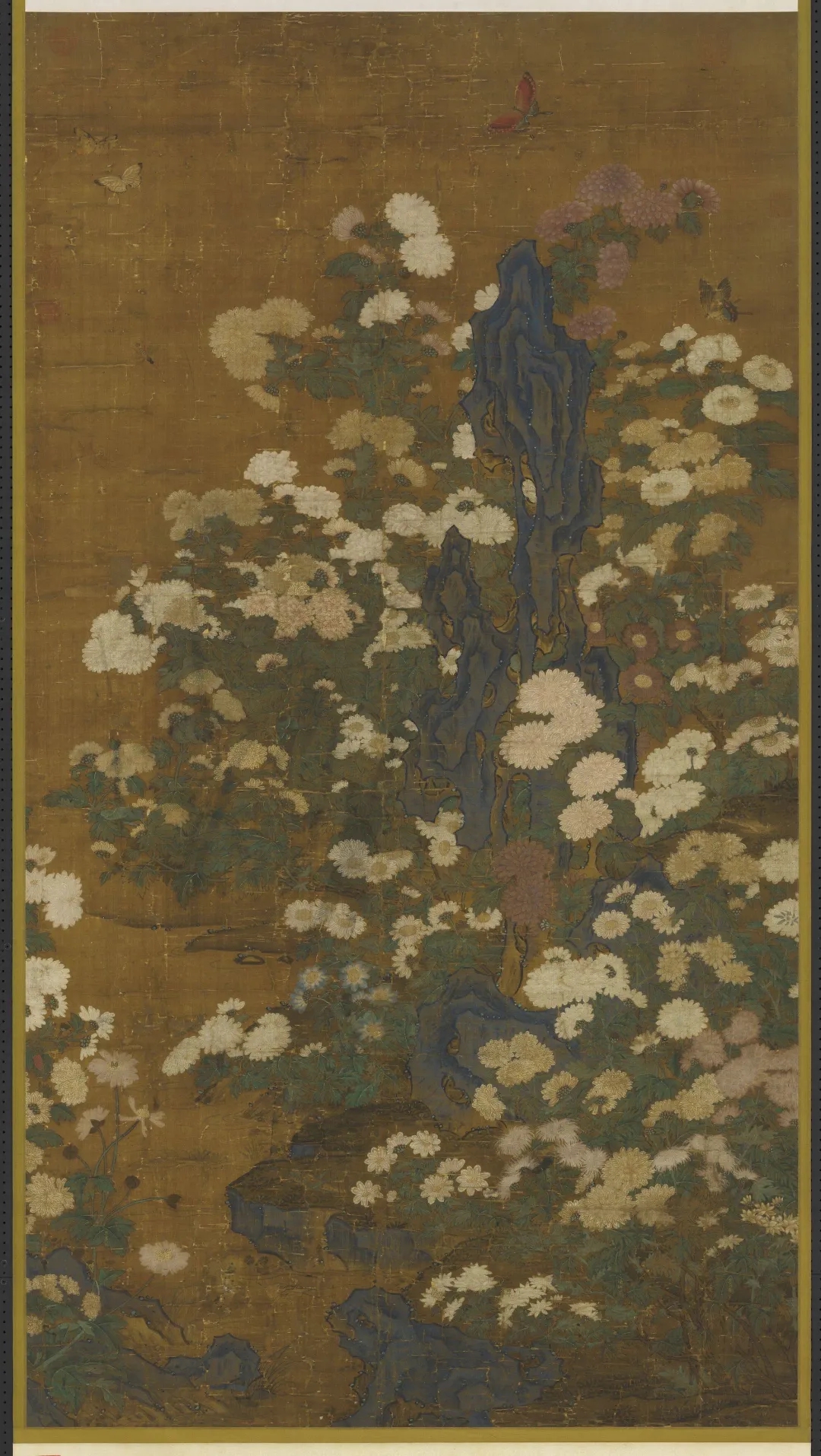 元  佚名  丛菊图  139.8×76.3cm  绢本设色  台北故宫博物院藏
